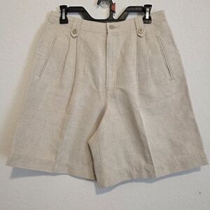 NWT Vintage Liz Claiborne LizSport Linen blend Shorts High Waist Pleated Sz 12